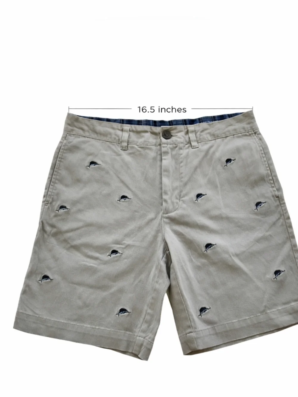 Southern Pines Blue Marlin Embroidered Khaki Shorts Men’s 34